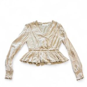 ASTR The Label Romantic Cream Ruffle & Lace Blouse